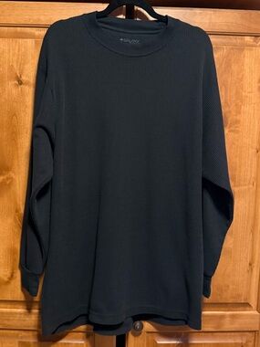 Galaxy By Harvic Men’s Black Thermal Crewneck Long Sleeve Shirt (XL)